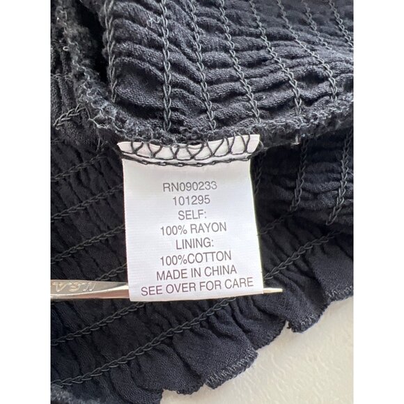 L.A. Hearts Smocked Cropped Top Small Black Lightweight Short Sleeve Stretchy Ra - Picture 4 of 7